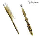 Parcelona French Leopard Print Large Brush Hair Combs for Women & Girls