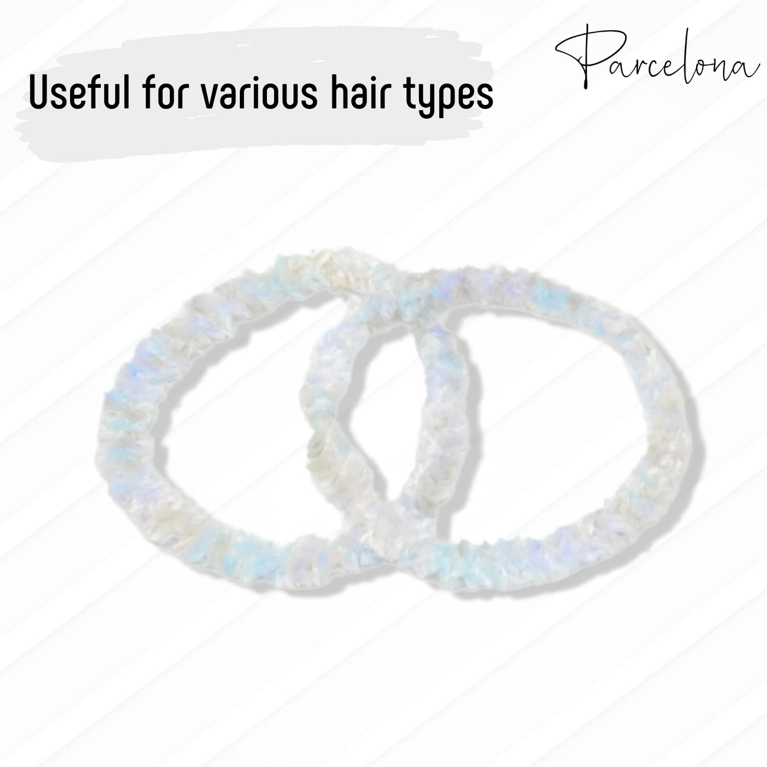 Parcelona Flexible Set of 4 Chenille Ponytail Holder Elastic Hair Ties
