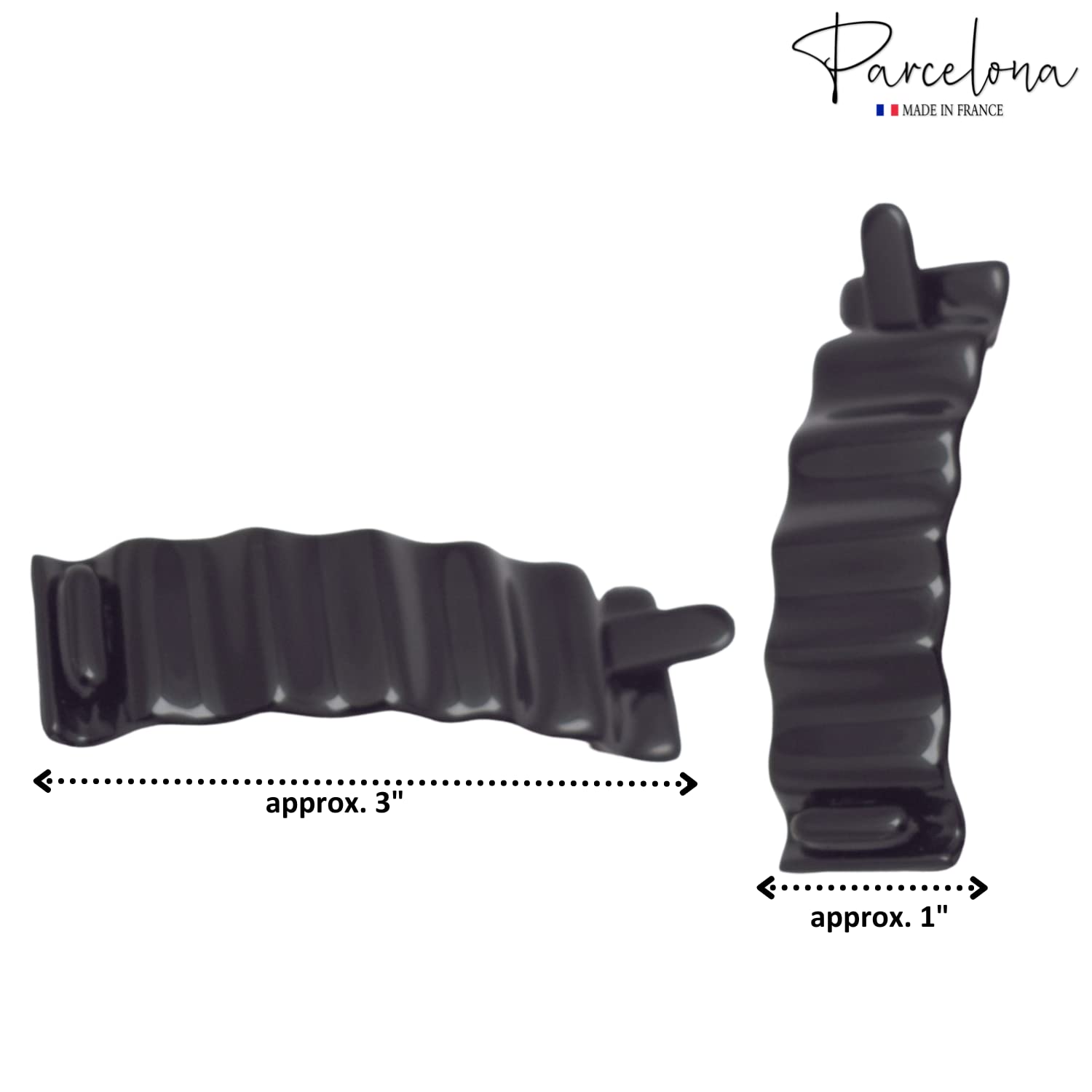Parcelona French Crinkled Shell Small Metal Free Cellulose Hair Barrette
