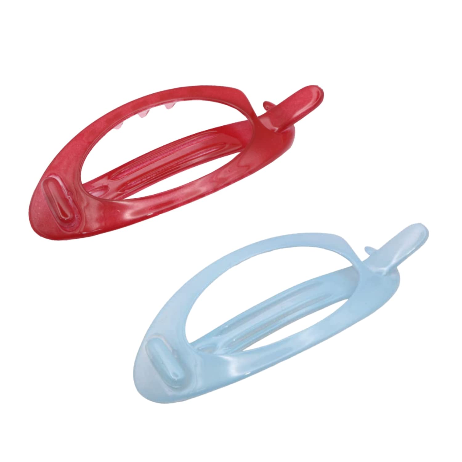 Parcelona French Plain Oval Small Celluloid Set of 2 Metal Free Hair Barrettes