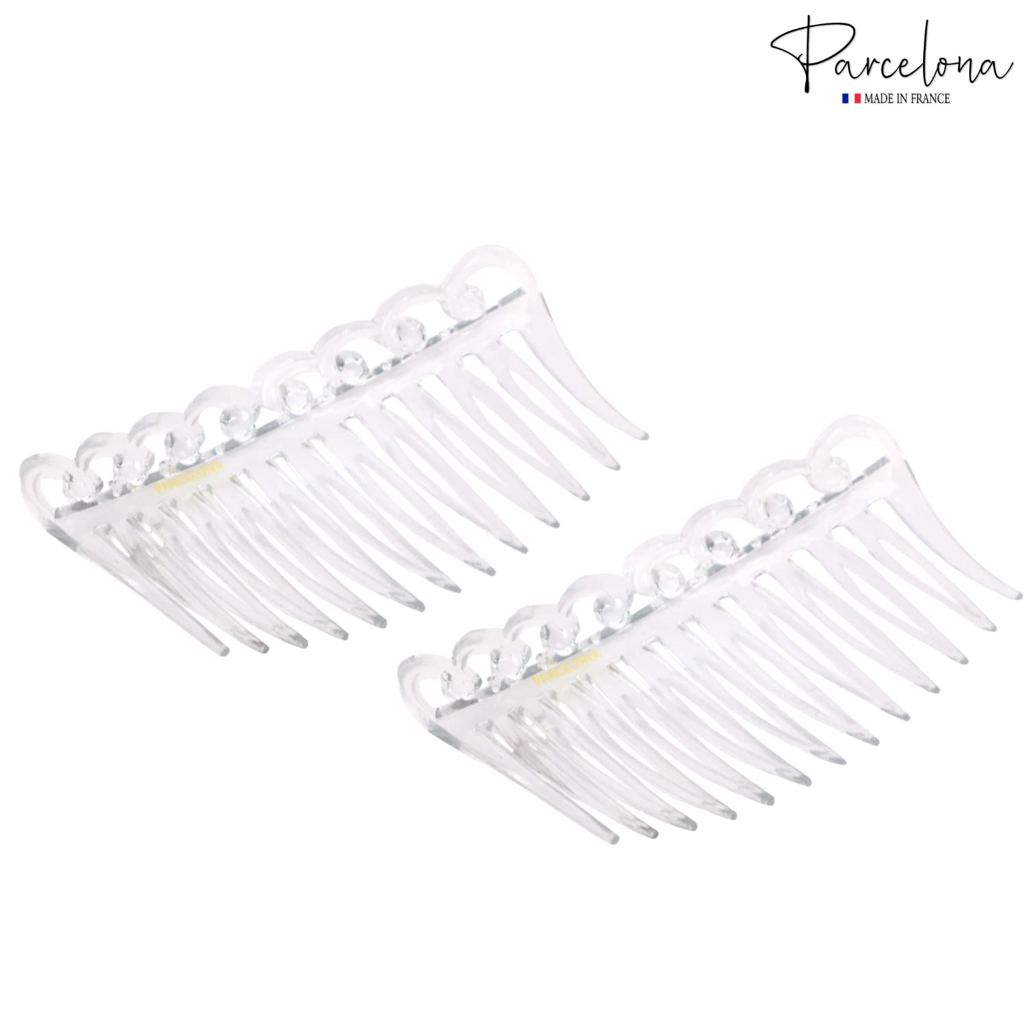 Parcelona French Swirl Savana Small Cellulose Set of 2 Side Hair Combs for Women