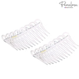 Parcelona French Swirl Savana Small Celluloid Set of 2 Side Hair Combs for Women