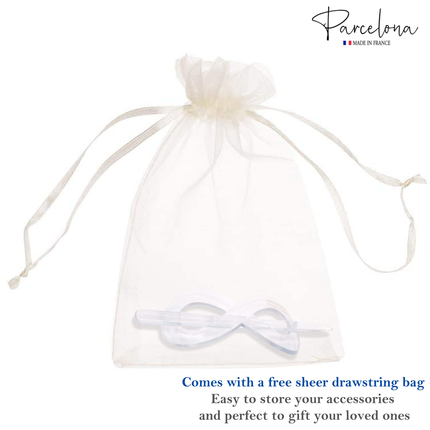 Parcelona French Infinity Medium Cellulose Hair Slider Bun Cover for Women