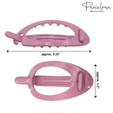 Parcelona French Plain Oval Small Celluloid Metal Free Hair Barrette for Women