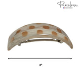 Parcelona French Large Curved Ivory Beige Hand Painted Hair Clip Barrette