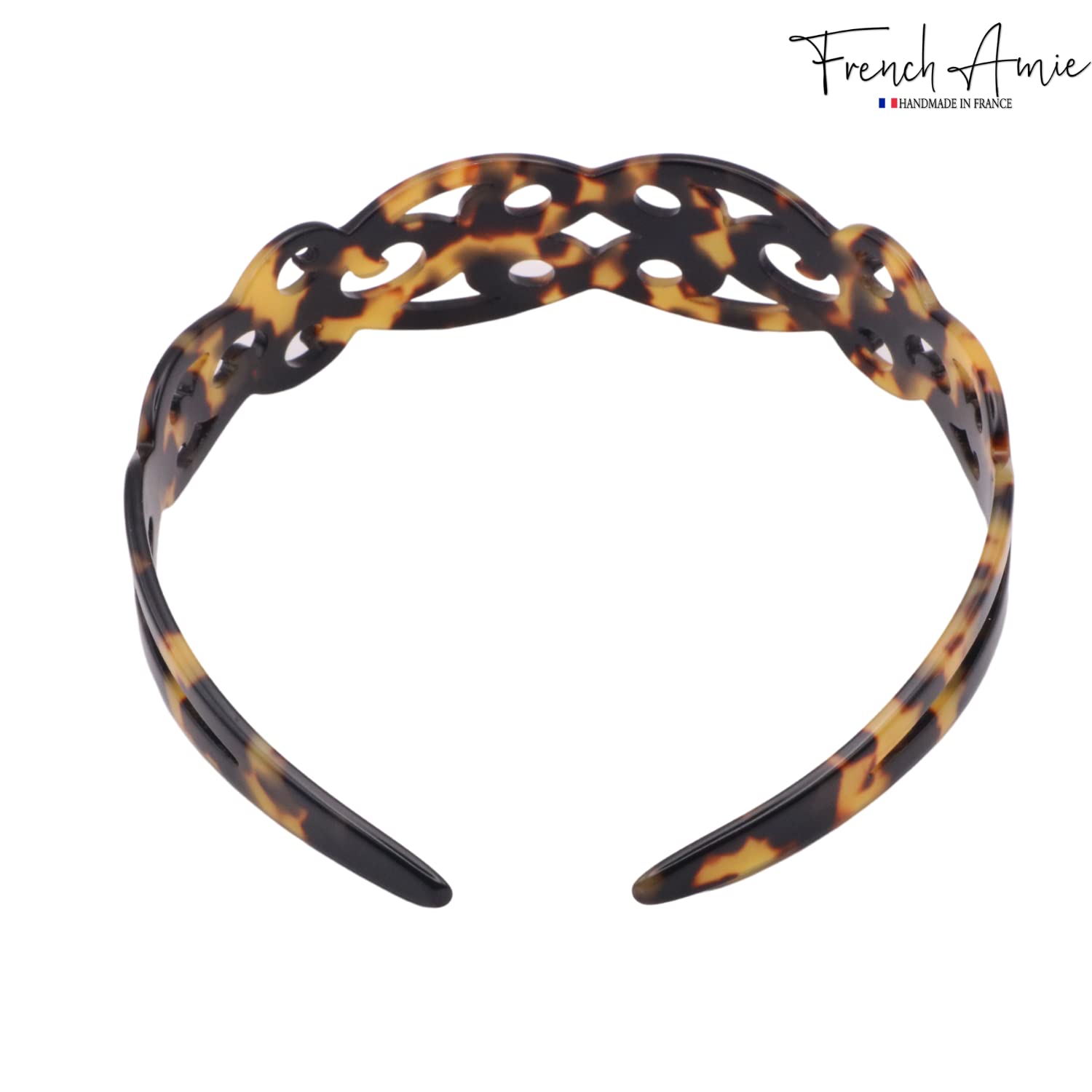 French Amie Filigree Wide 1" Celluloid Handmade Headband for Women