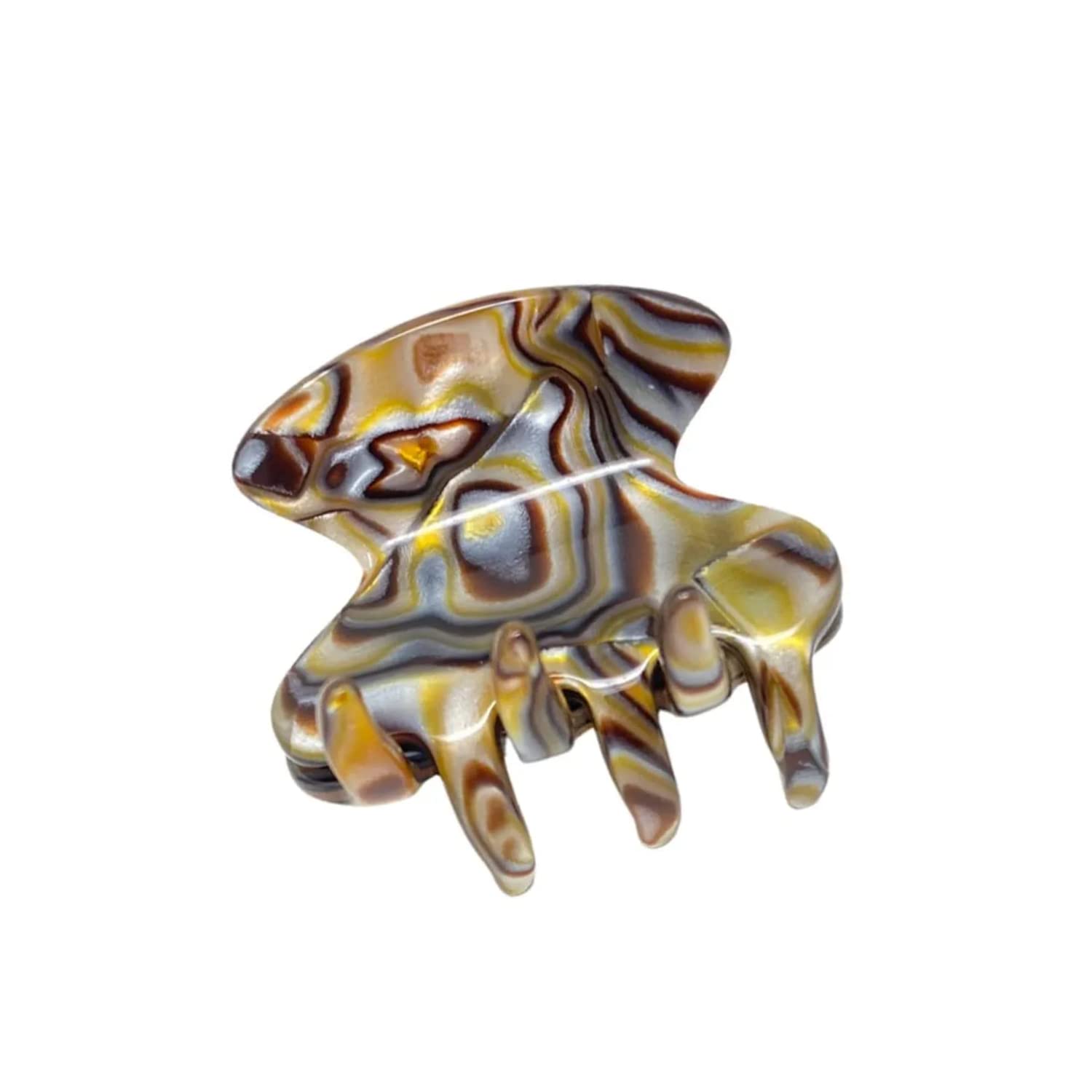 French Amie Flat Oval Small 1 3/4” Celluloid Handmade Hair Claw Clip for Women