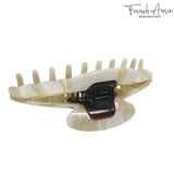 French Amie Contour Large 4 ¾” Celluloid Handmade Jaw Hair Claw Clip for Women