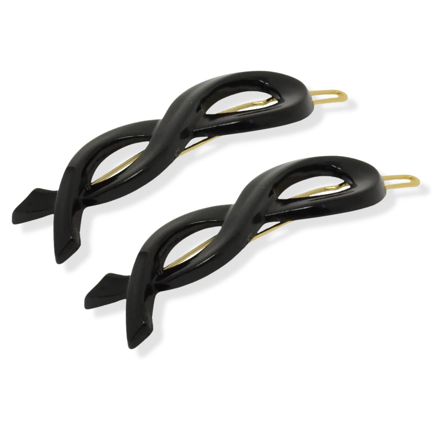 Parcelona French Infinity Ribbon Small Celluloid Hair Barrettes for Women(2 Pcs)