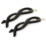 Parcelona French Infinity Ribbon Small Celluloid Hair Barrettes for Women(2 Pcs)