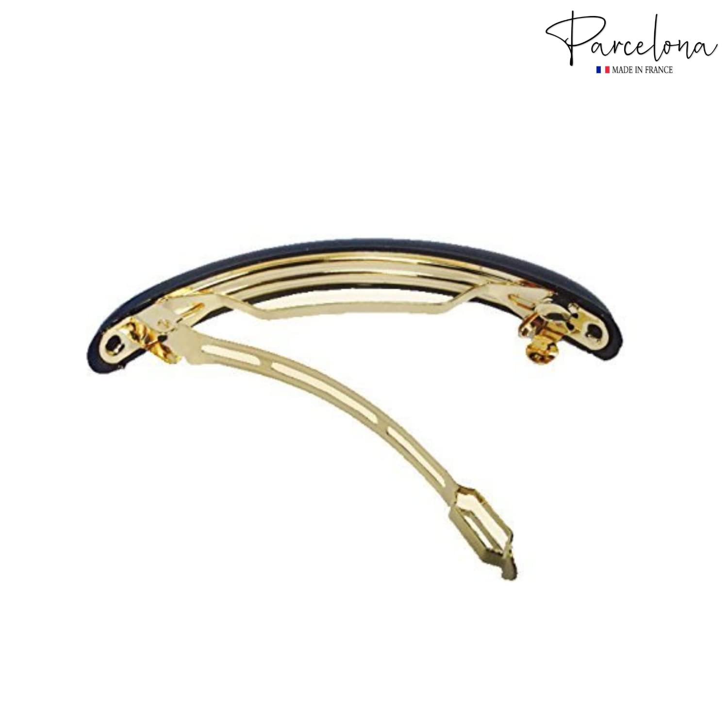 Parcelona French Half Round Thin 3" Shell Cellulose Hair Barrette Clip for Women