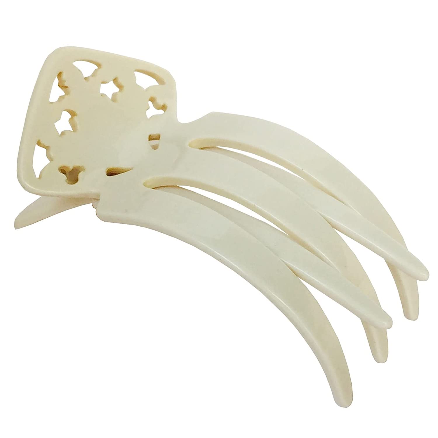 French Amie Medium 3" Handmade Celluloid Side Slider Pelican Hair Claw Clip