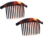 Parcelona French 11 Teeth Set of 2 Tortoise Shell Interlocking Side Hair Comb-ebuyfashion.com-ebuyfashion.com