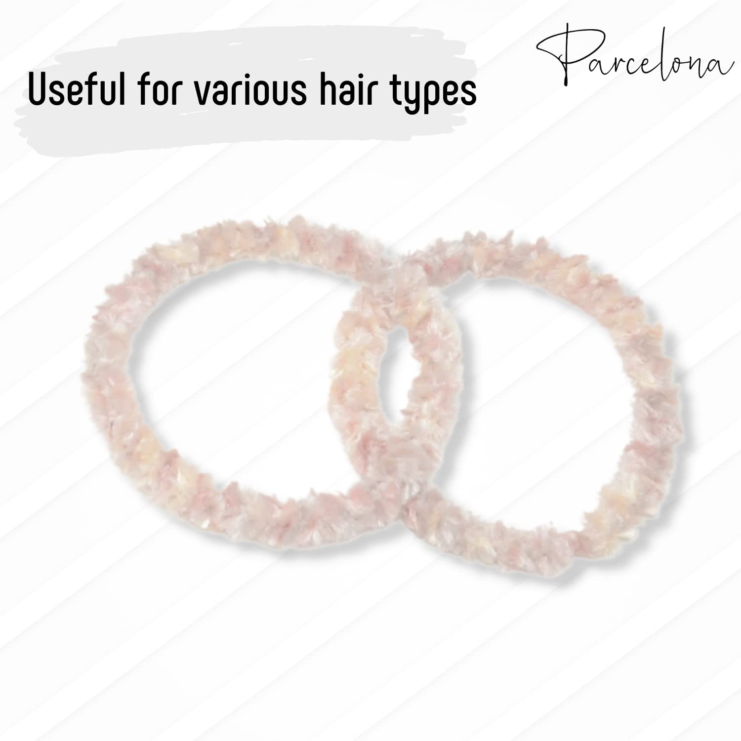 Parcelona Flexible Set of 4 Chenille Ponytail Holder Elastic Hair Ties