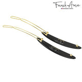 French Amie Narrow Oblong Small Set of 2 Hair Slide-in Barrette Clips