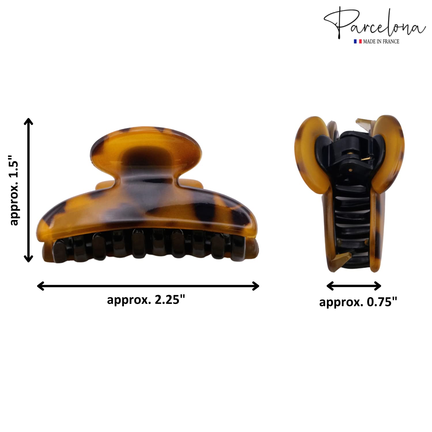 Parcelona French Glossy Oval Small 2.5" Cellulose Set of 2 Jaw Hair Claw Clips