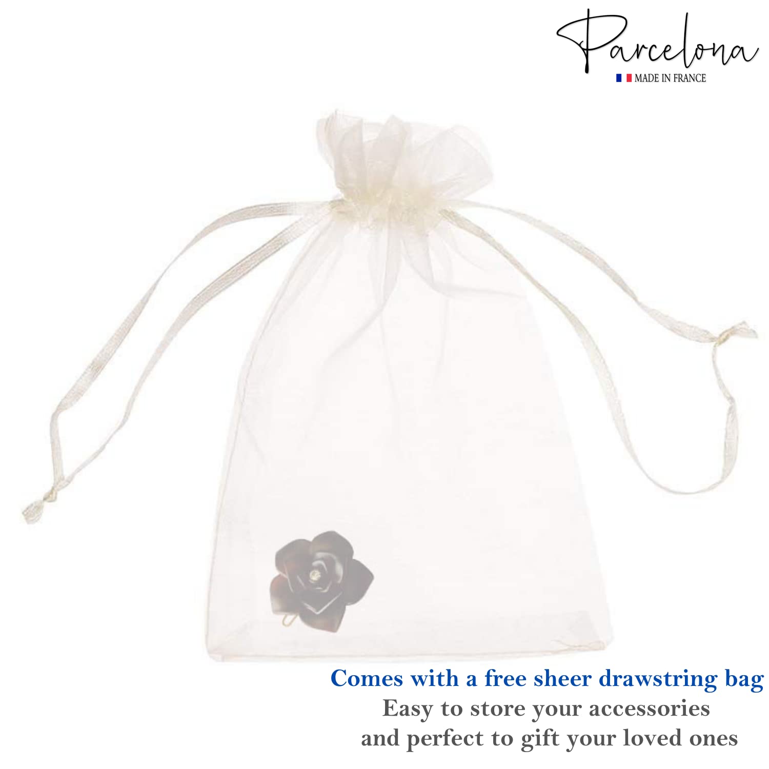 Parcelona French Flower Small 1.5" Cellulose Side Slide Snap Barrettes for Women