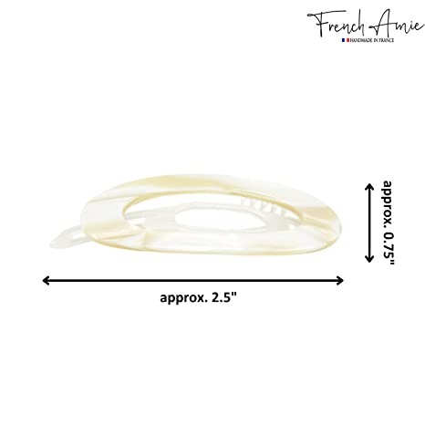 French Amie Oval Cut Out Small Handmade Cellulose Snap Hair Barrette for Women
