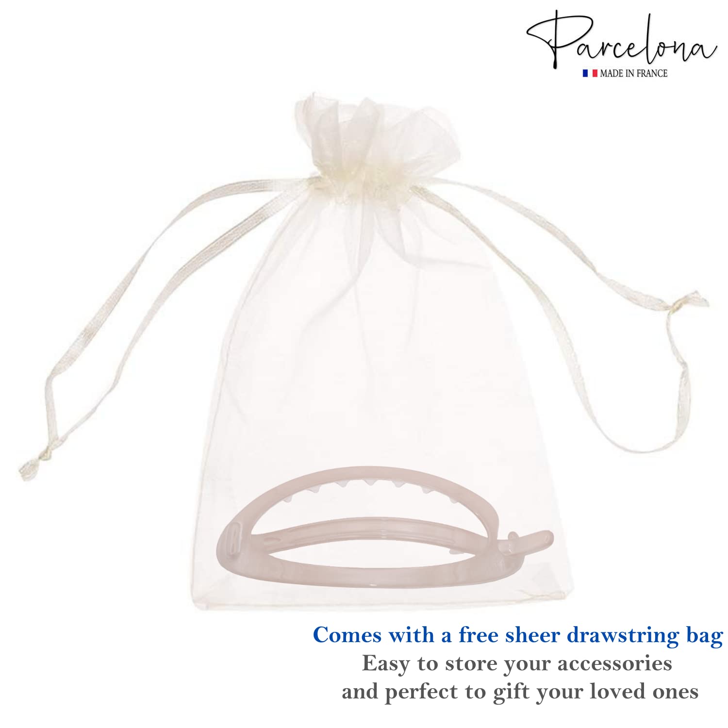 Parcelona French Plain Oval Simple Large Metal Free Hair Barrette for Women