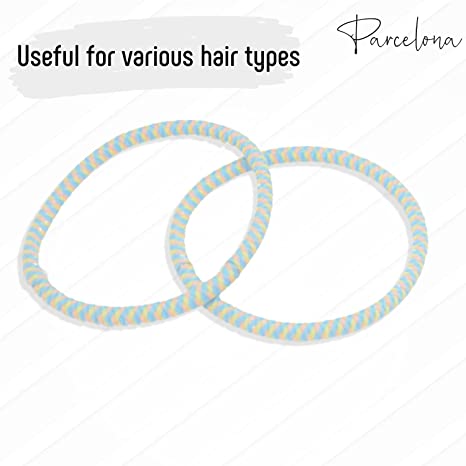 Parcelona Thin Stripes Set of 4 Ponytail Holder Elastic Hair Ties  for Women
