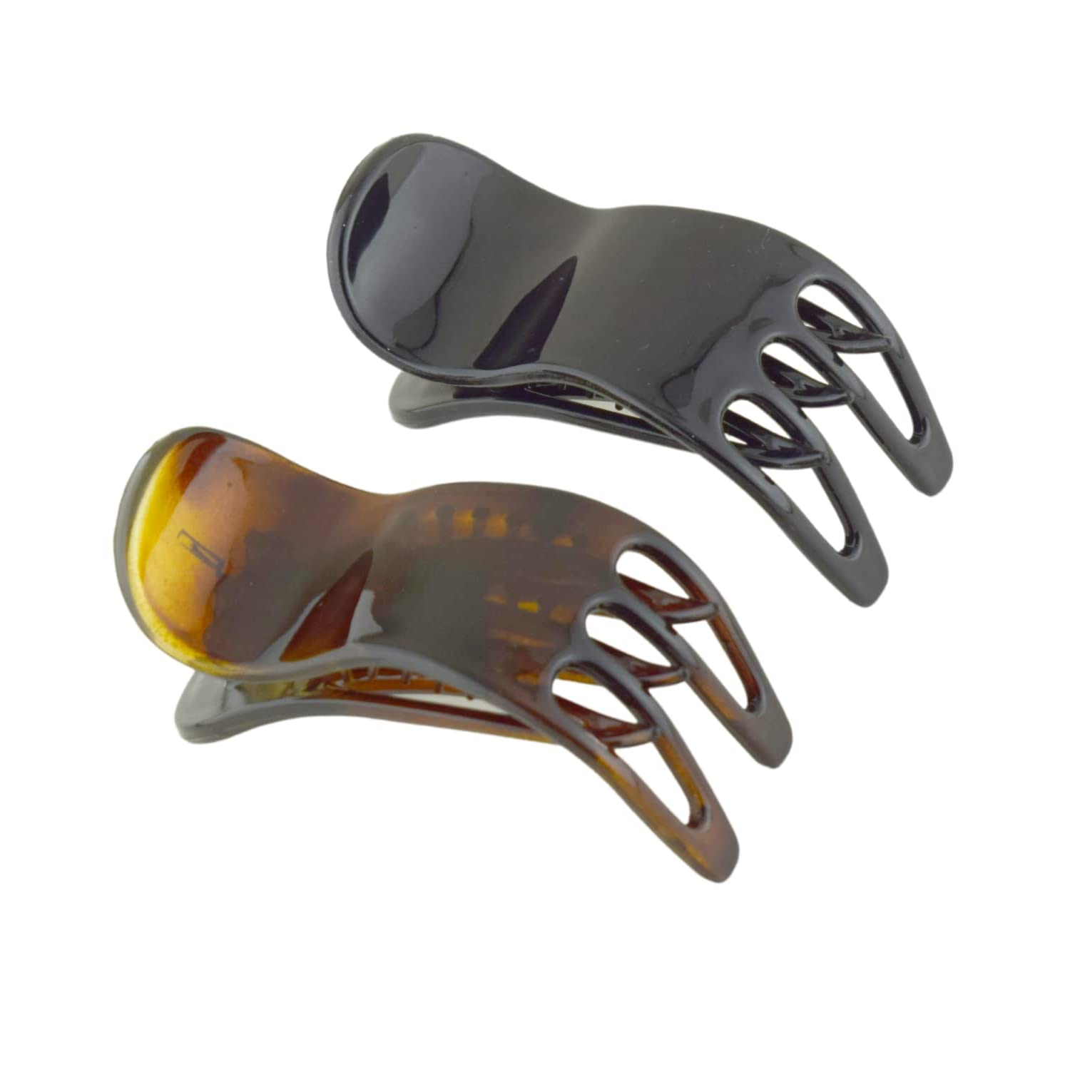 Parcelona French Simply Bear Paw Medium 3” Celluloid Set of 2 Hair Claw Clips