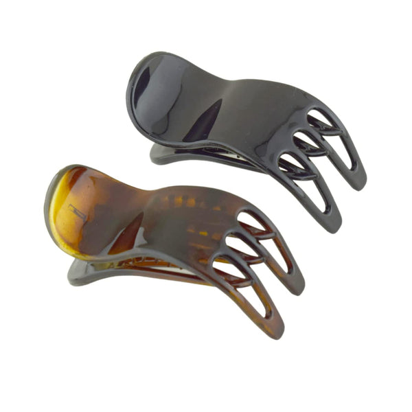 Parcelona French Simply Bear Paw Medium 3” Celluloid Set of 2 Hair Claw Clips
