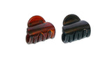 Parcelona French Duo Plain Shell And Black Celluloid Set of 2 Mini Hair Claws