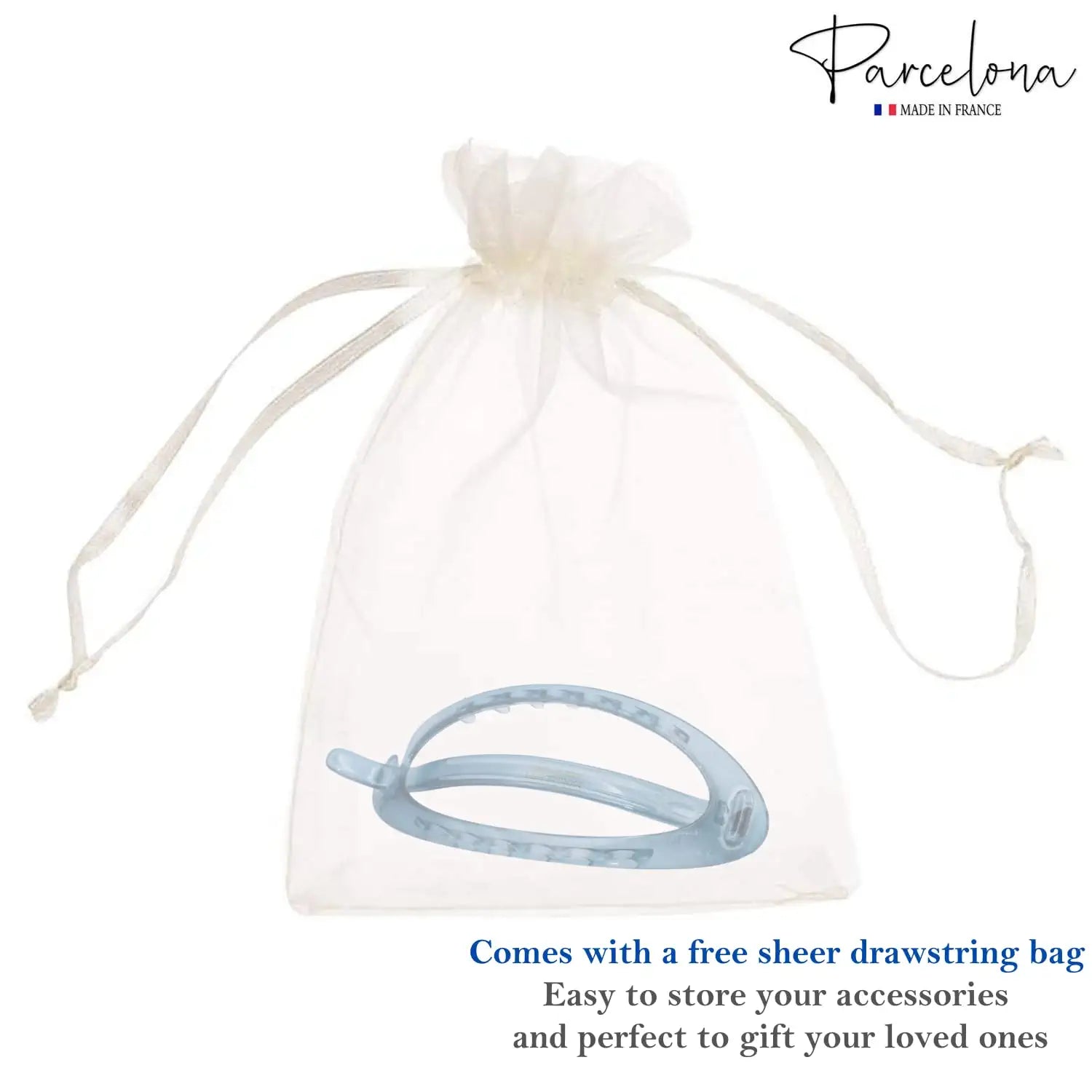 Parcelona French Plain Oval Simple Large Metal Free Hair Barrette for Women