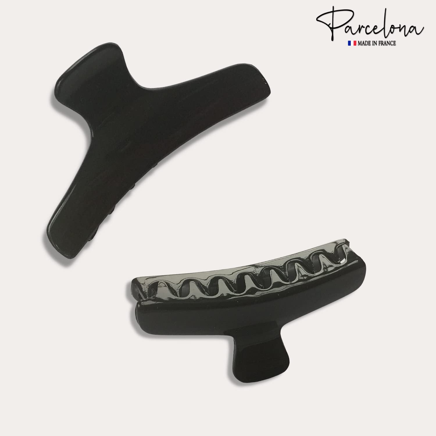 Parcelona French Salon Flat Small 2” Set of 4 Narrow Jaw Hair Claws(Shell-Black)