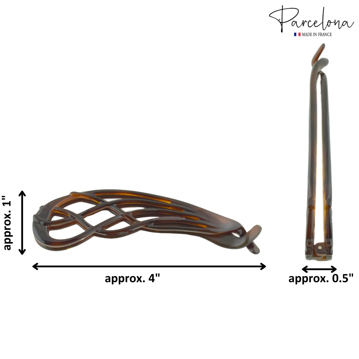 Parcelona French Curved Large 4" Cellulose Banana Hair Clip for Women