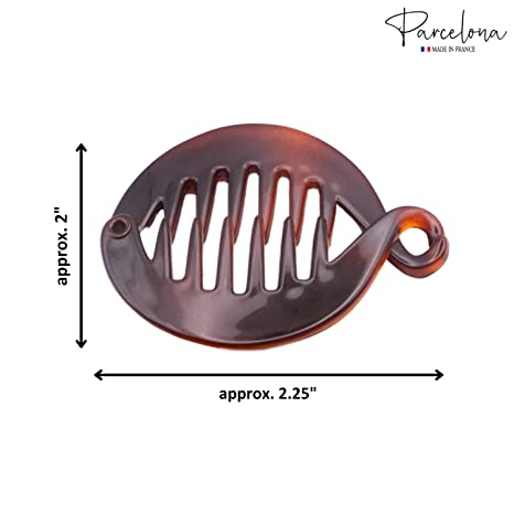 Parcelona French Round Fish Small Banana Hair Clip Set of 2(Black-Shell)