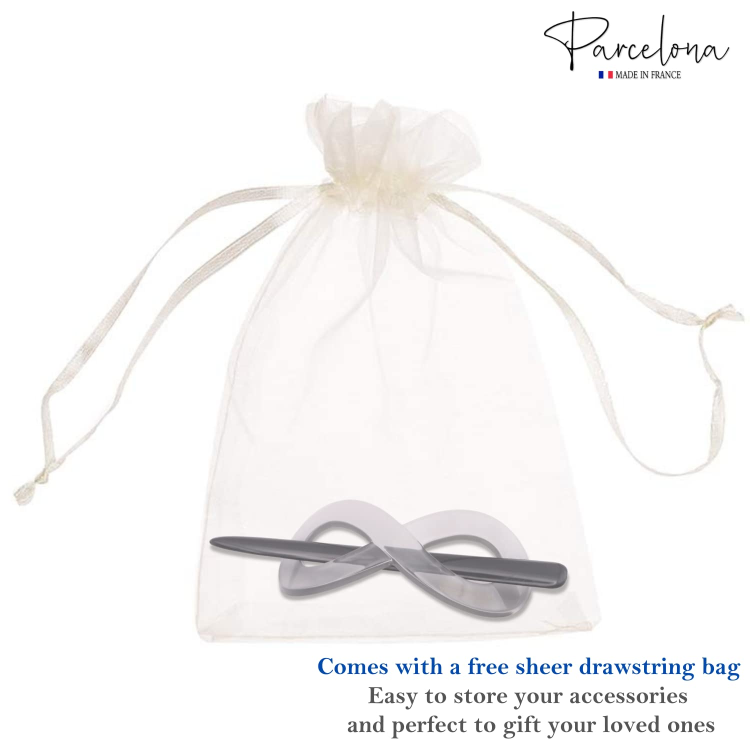 Parcelona French Infinity Medium Cellulose Hair Slider Bun Cover for Women