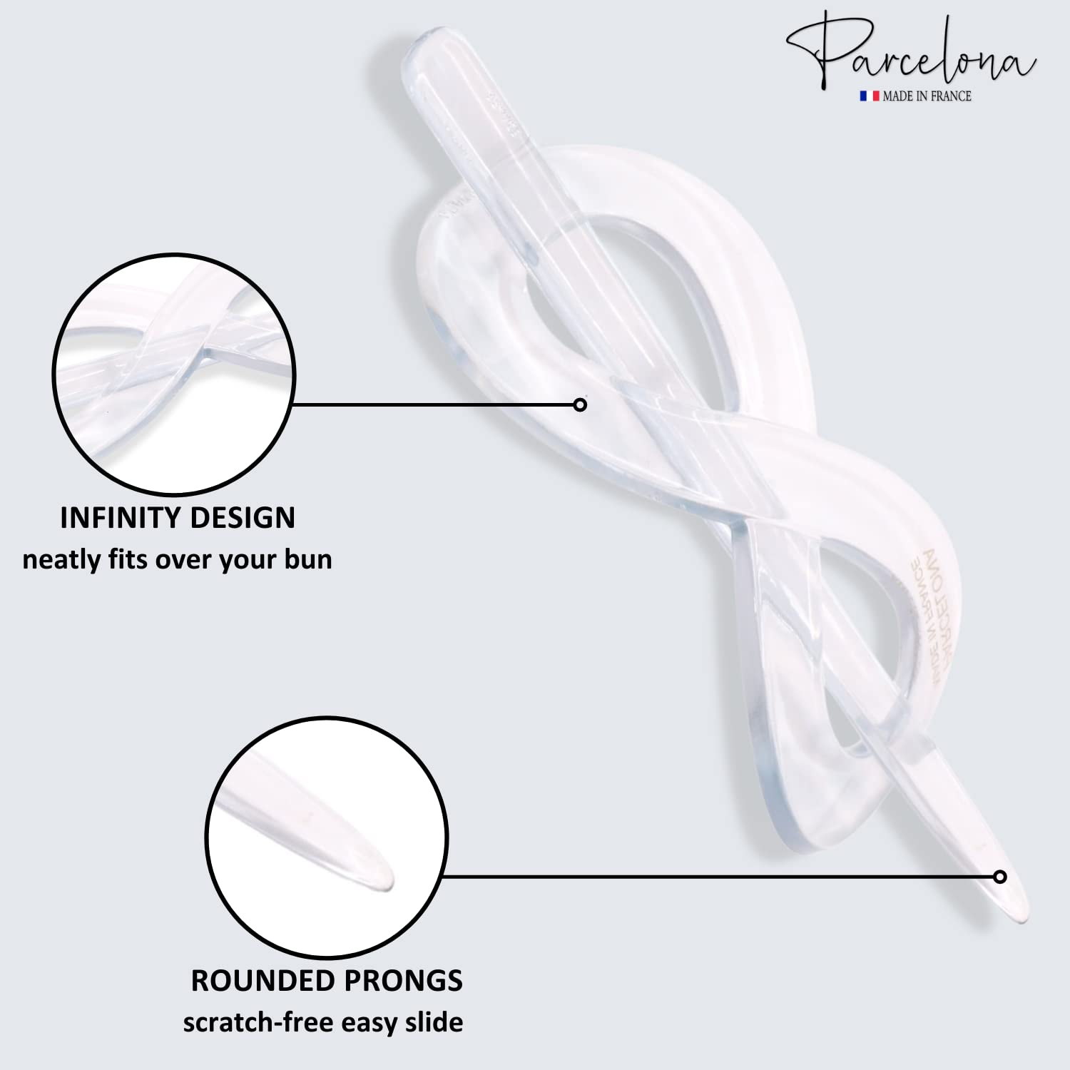 Parcelona French Infinity Medium Cellulose Hair Slider Bun Cover for Women