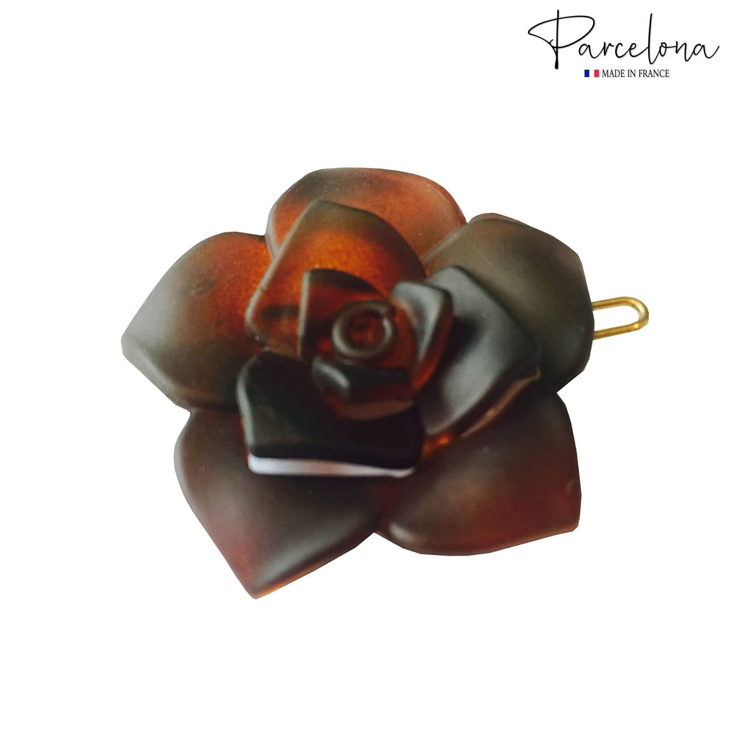 Parcelona French Flower Small 1.5" Cellulose Side Slide Snap Barrettes for Women