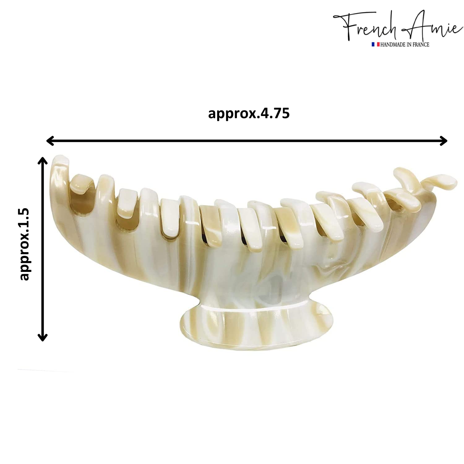 French Amie Contour Large 4 ¾” Cellulose Handmade Jaw Hair Claw Clip for Women