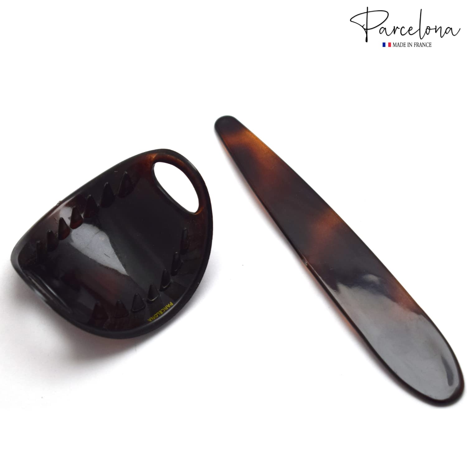 Parcelona French Classic 3" Cellulose Hair Slider Bun Cover Clip with Stick