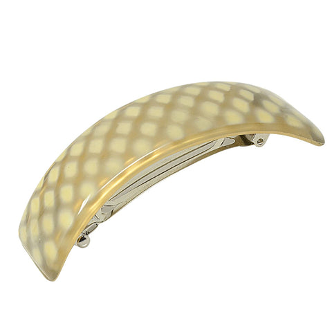 Parcelona French Curved Golden Touch Ivory Dots Volume Hair Clip Barrette