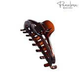 Parcelona French Slim Small Shell Celluloid Jaw Hair Claw Clip for Women