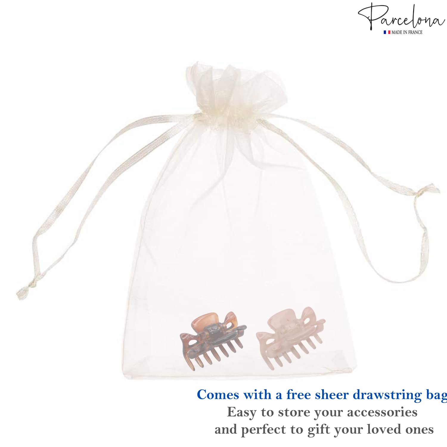 Parcelona French Classic Small 1 1/2" Cellulose Acetate Set of 2 Hair Claws