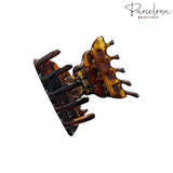 Parcelona French Crumpled Fat Small Shell & Black Celluloid Jaw Hair Claw Clip