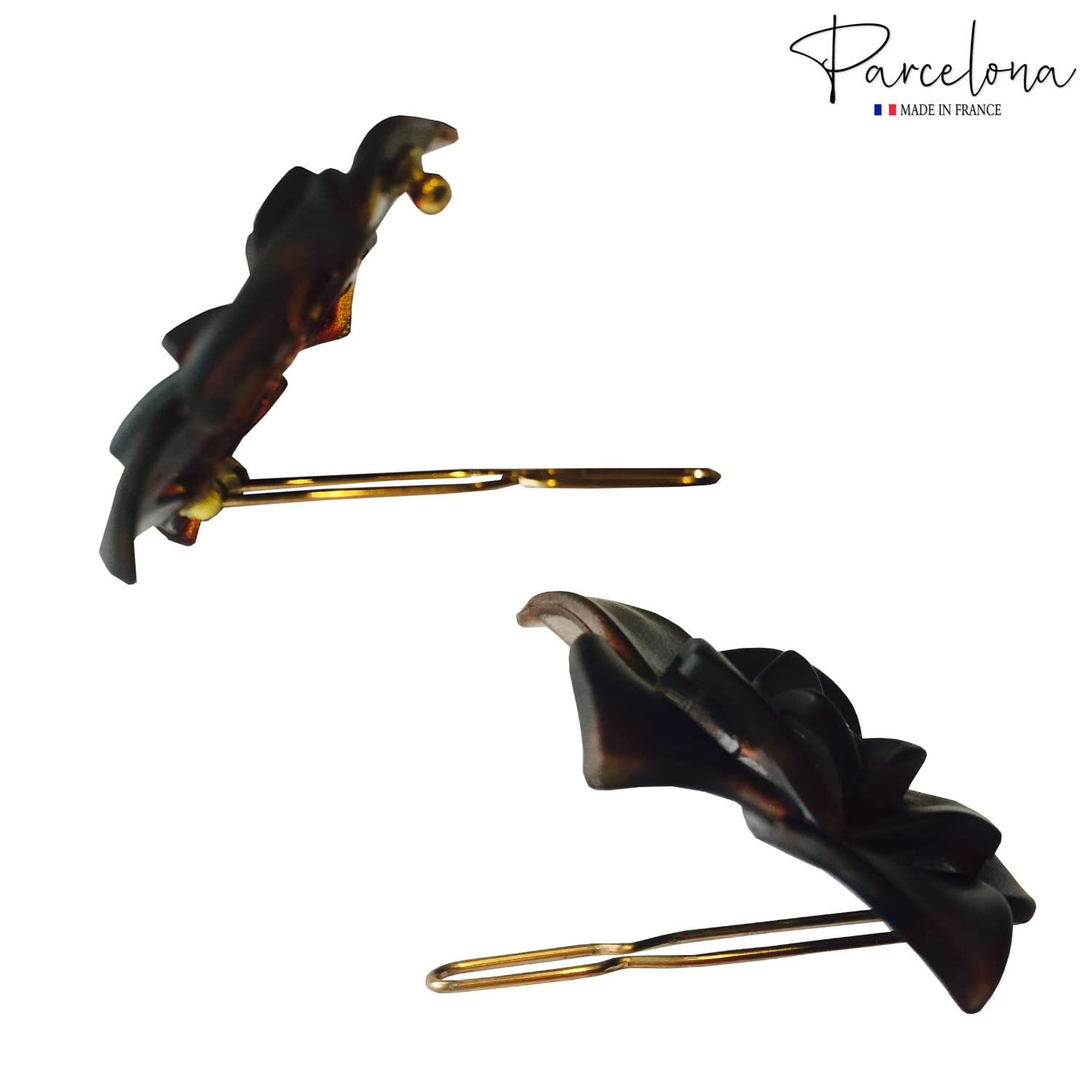 Parcelona French Flower Small 1.5" Cellulose Side Slide Snap Barrettes for Women