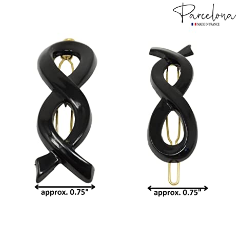 Parcelona French Infinity Ribbon Small Cellulose Hair Barrettes for Women(2 Pcs)