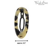 French Amie White Tokyo Oval Celluloid Handmade Metal Free Hair Clip Barrette