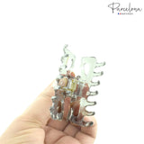 Parcelona French Classic Small 2.5" Celluloid Set of 2 Jaw Hair Claws for Women