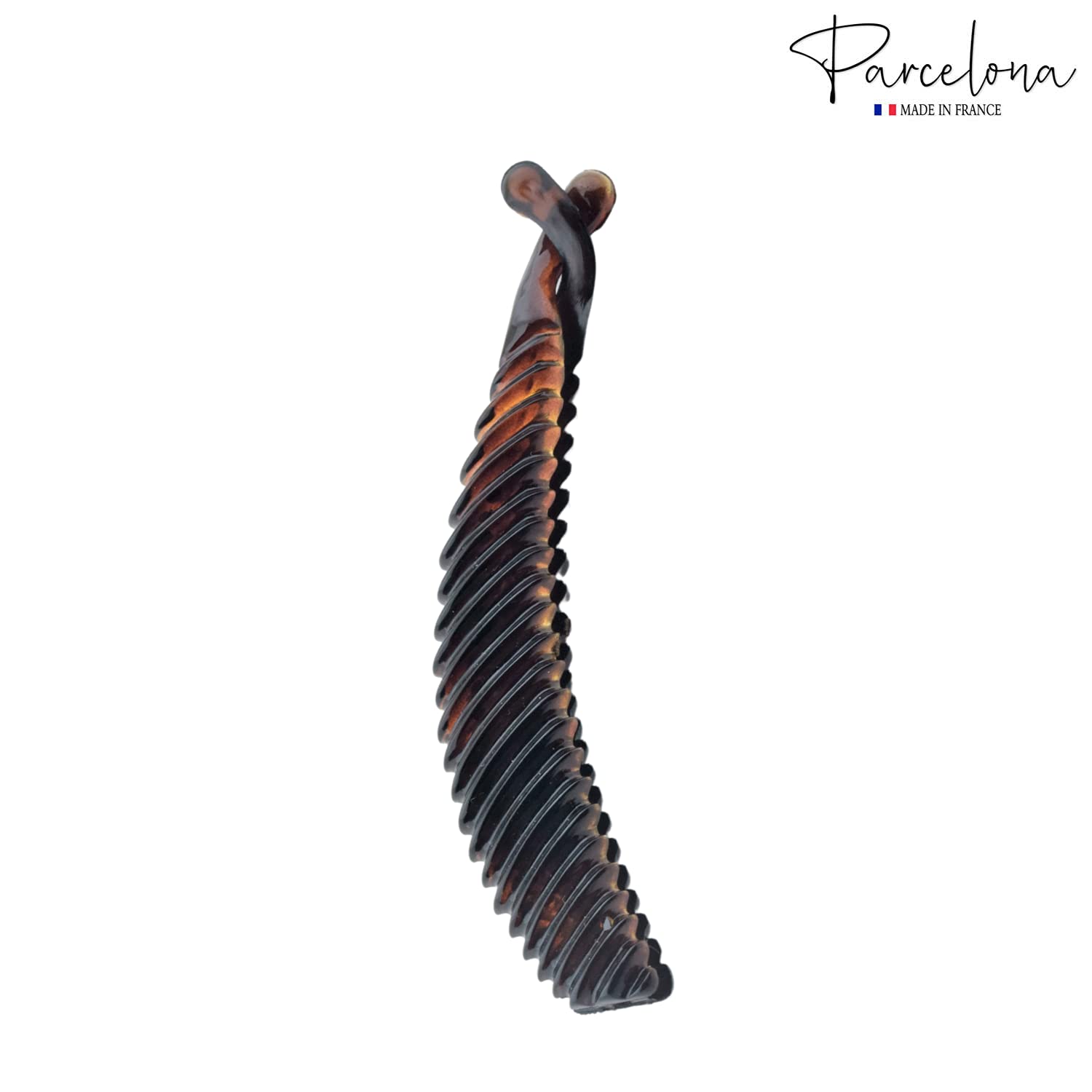 Parcelona French Medium Brown Cellulose Ponytail Interlocking Banana Hair Clip