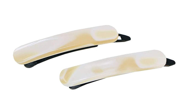 French Amie Mini Cream Ivory Nougat Set of 2 Handmade No Metal Hair Barrettes
