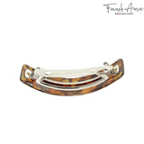 French Amie Curved Amber Brown Large Handmade Celluloid Hair Clip Barrette