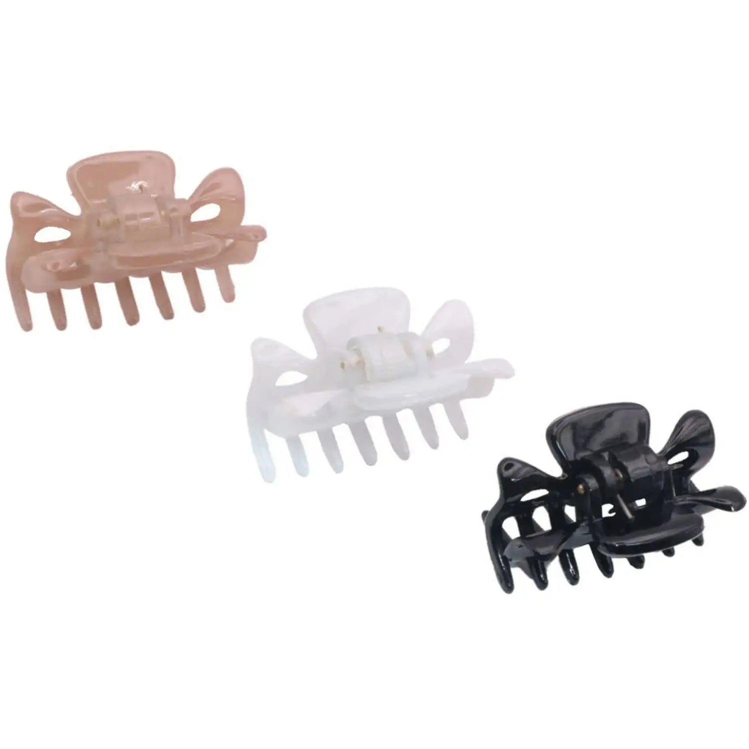 Parcelona French Classic 1.5" Small Celluloid Set of 3 Hair Claws for Women