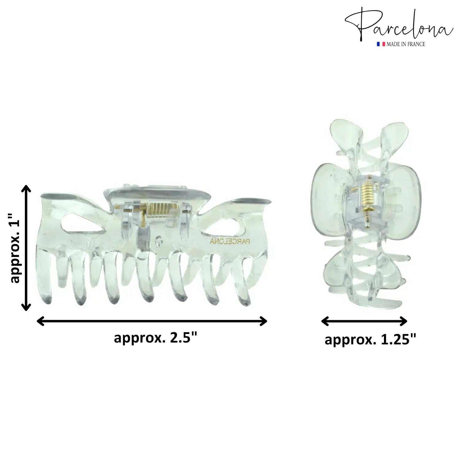 Parcelona French Classic Small 2.5" Celluloid Set of 2 Jaw Hair Claws for Women