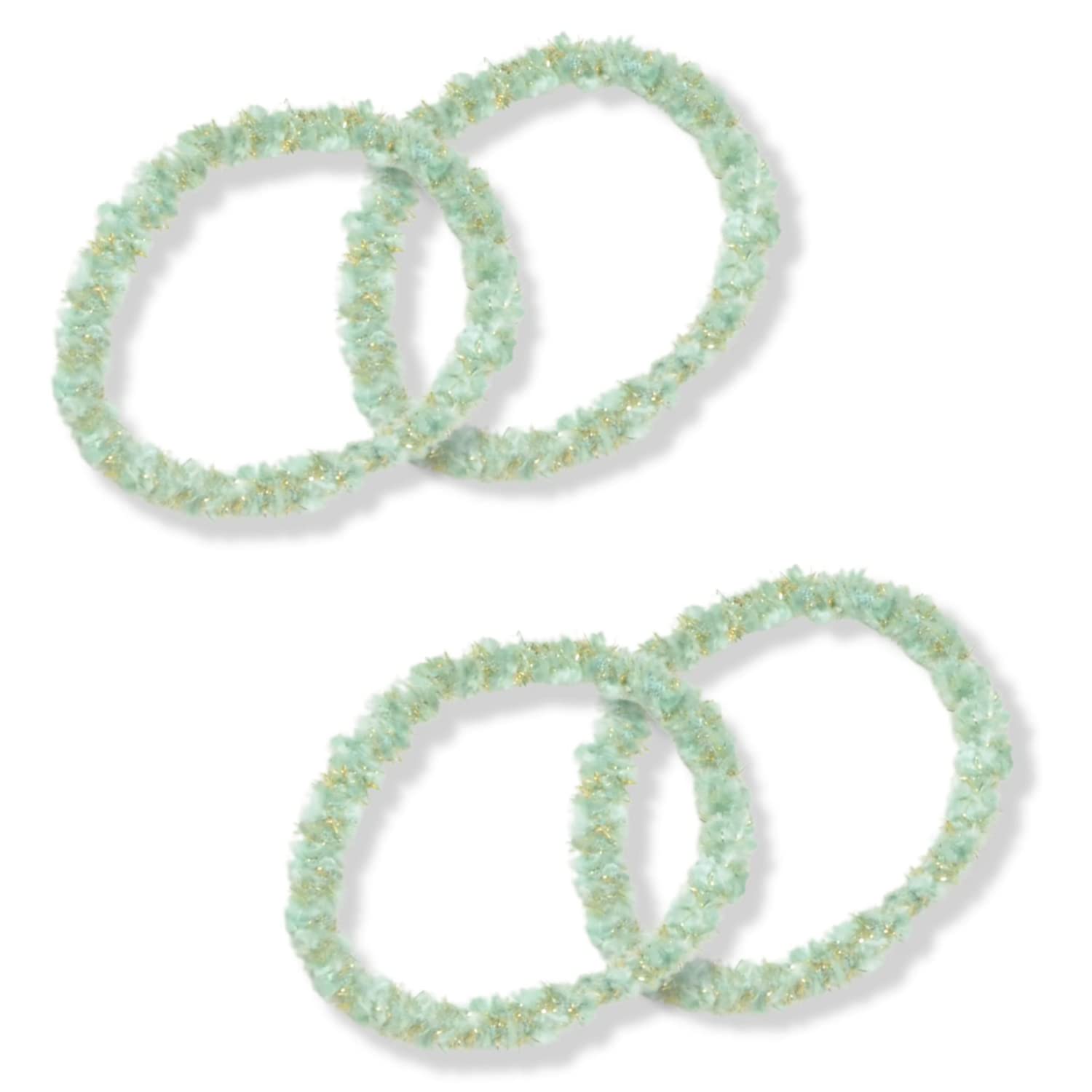 Parcelona Flexible Set of 4 Chenille Ponytail Holder Elastic Hair Ties